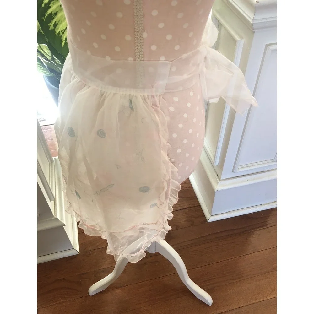 Vintage Apron Beautiful Sheer White With Flowed And Butterflies 50's